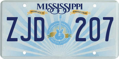 MS license plate ZJD207