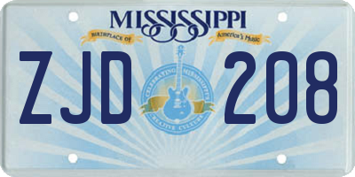 MS license plate ZJD208