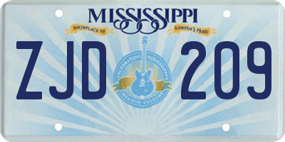 MS license plate ZJD209