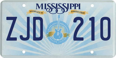MS license plate ZJD210