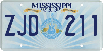 MS license plate ZJD211