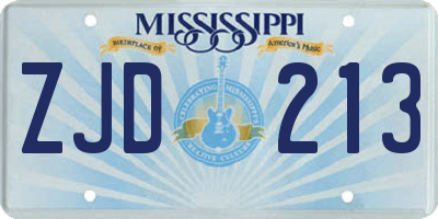 MS license plate ZJD213