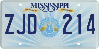 MS license plate ZJD214