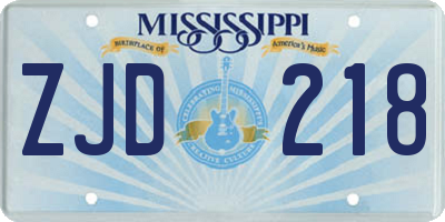 MS license plate ZJD218
