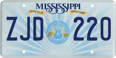 MS license plate ZJD220