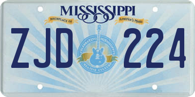 MS license plate ZJD224