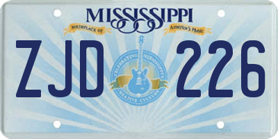 MS license plate ZJD226