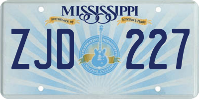 MS license plate ZJD227