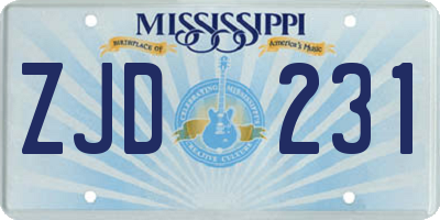 MS license plate ZJD231