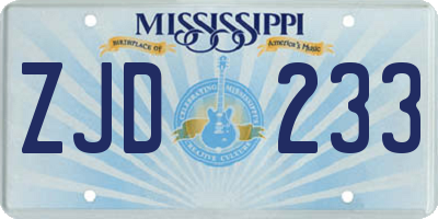 MS license plate ZJD233