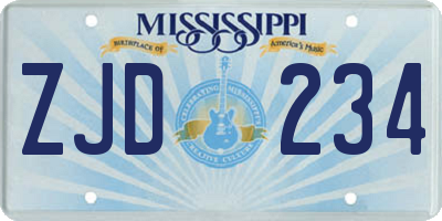 MS license plate ZJD234