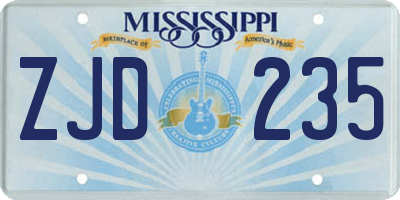 MS license plate ZJD235