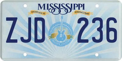 MS license plate ZJD236