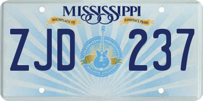 MS license plate ZJD237