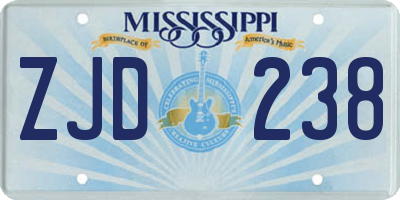 MS license plate ZJD238