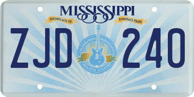 MS license plate ZJD240