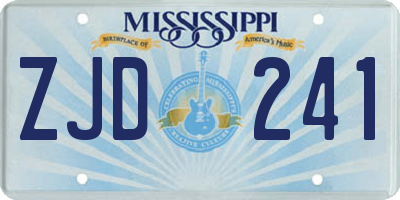 MS license plate ZJD241