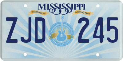 MS license plate ZJD245