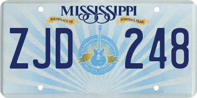 MS license plate ZJD248