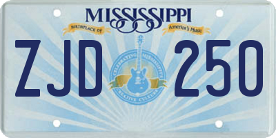 MS license plate ZJD250