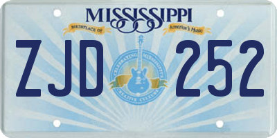 MS license plate ZJD252