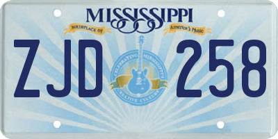MS license plate ZJD258