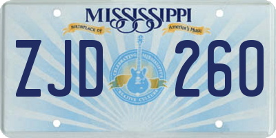 MS license plate ZJD260