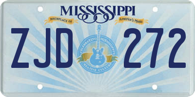 MS license plate ZJD272