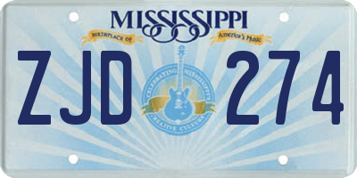 MS license plate ZJD274