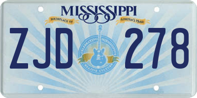 MS license plate ZJD278