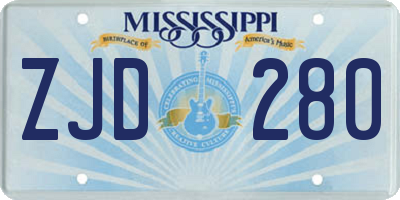 MS license plate ZJD280