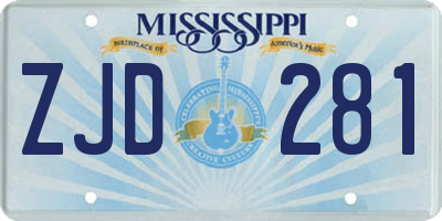 MS license plate ZJD281