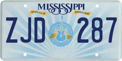 MS license plate ZJD287