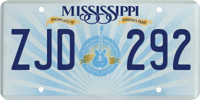MS license plate ZJD292