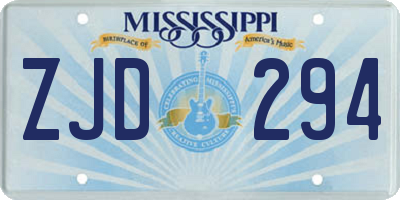 MS license plate ZJD294