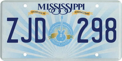 MS license plate ZJD298