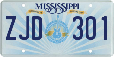 MS license plate ZJD301