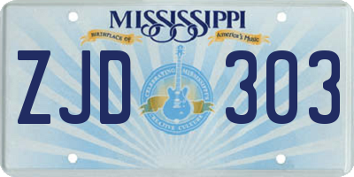 MS license plate ZJD303