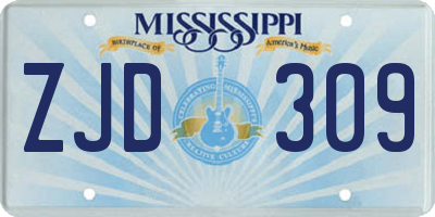 MS license plate ZJD309