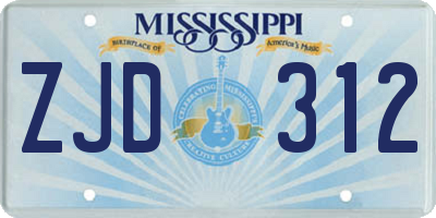 MS license plate ZJD312