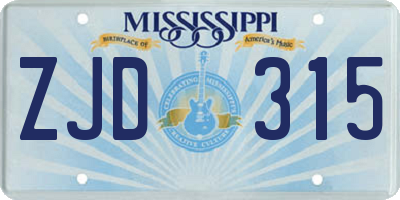 MS license plate ZJD315