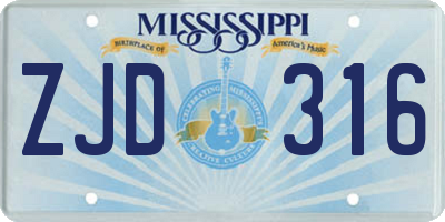 MS license plate ZJD316