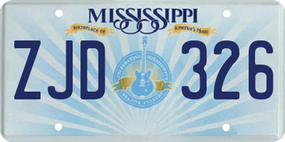 MS license plate ZJD326