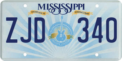 MS license plate ZJD340
