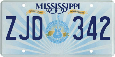 MS license plate ZJD342