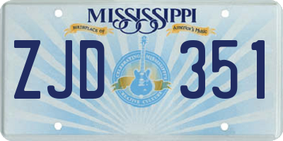 MS license plate ZJD351