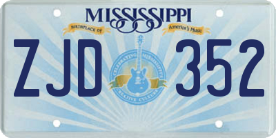 MS license plate ZJD352