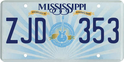 MS license plate ZJD353