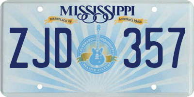 MS license plate ZJD357
