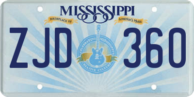 MS license plate ZJD360